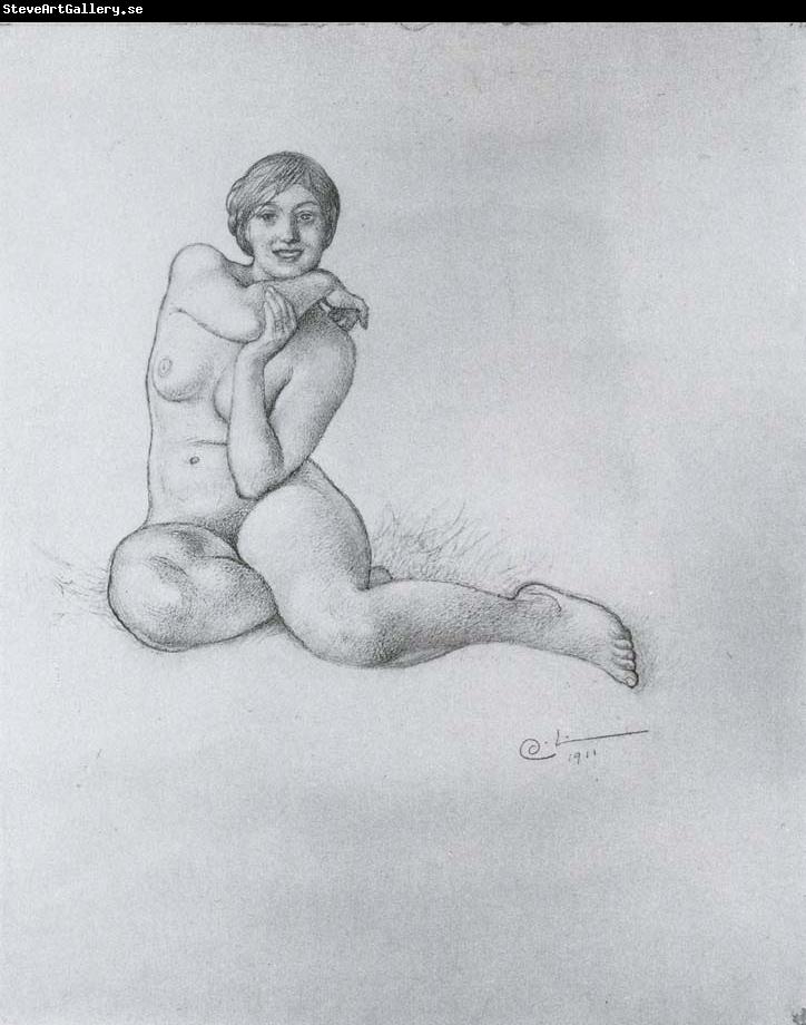 Carl Larsson Crouching Girl